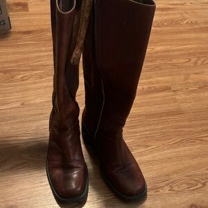 Nicole Women's Tall Leather Heeled Boots - Dark Brown